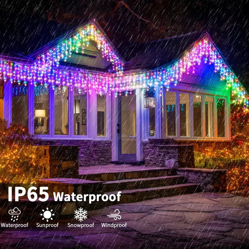 NEW 162/96LED Solar Icicle Outdoor Christmas Lights 8 Modes Waterproof Fairy Lights for Home Party Halloween Holiday Decoration