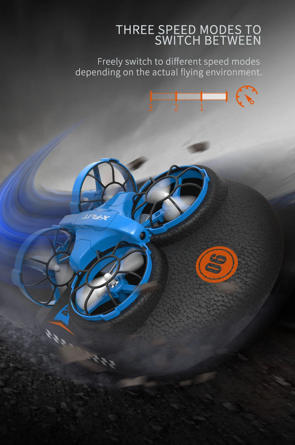 2.4G JJRC 4-rotor drone with multiple modes of gameplay, 360 ° rolling sea, land, and air three in one children's toy