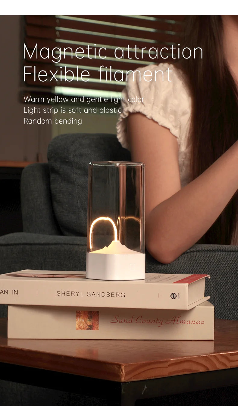 LED Minimalist Cordless Table Lamps 3 Levels Dimmable Rechargeable Camping Atmosphere Light Magnetic Filament Wireless Lamp