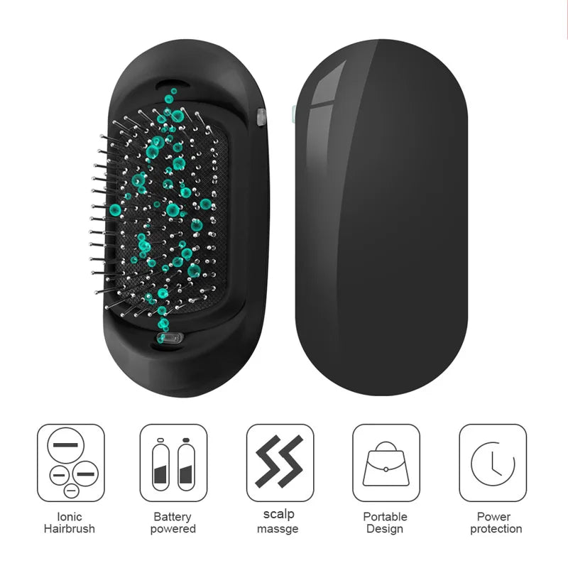 2.0 Portable Ionic Hairbrush Dropshipping Niche Product Double Negative Ions Hair Brush With Pattern Hair Scalp Massage Comb