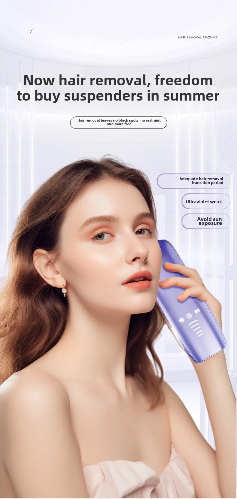 Portable IPL Laser Hair Removal Device with Ice Cooling System Painless for Smooth Skin