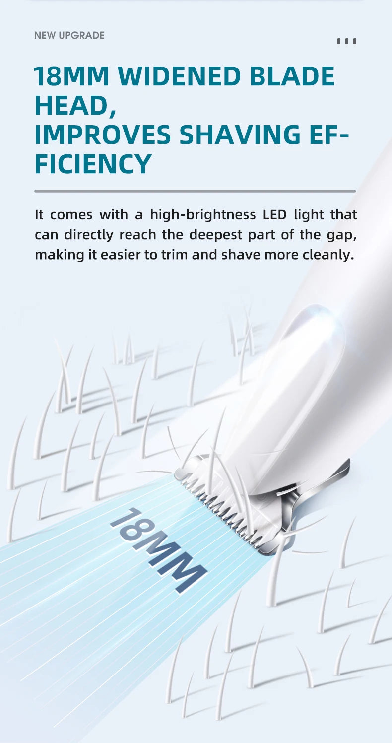 Pet electric clipper with LED lights, foot hair trimmer, professional dog and cat care products, USB rechargeable nail clippers