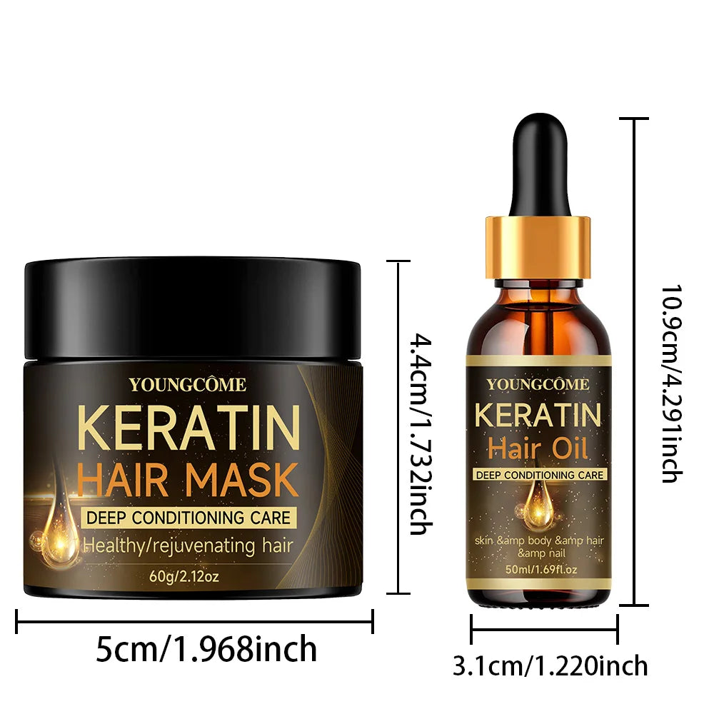 Organic Keratin & Lavender Oil Hair Care Set - Deep Conditioning Mask Sulfate-Free Treatment Repair & Shine Treatment Formula