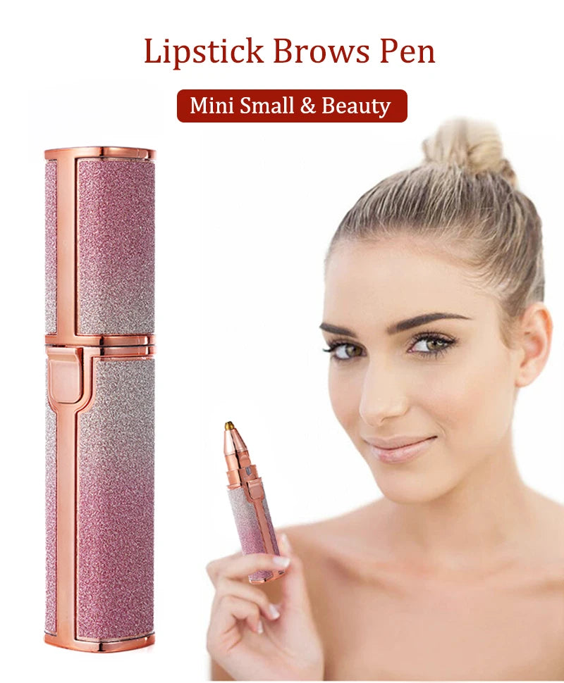 2 IN 1 Rechargeable Epilator Electric Eyebrow Trimmer Female Body Facial Lipstick Shape Hair Removal Mini Painless Razor Shaver