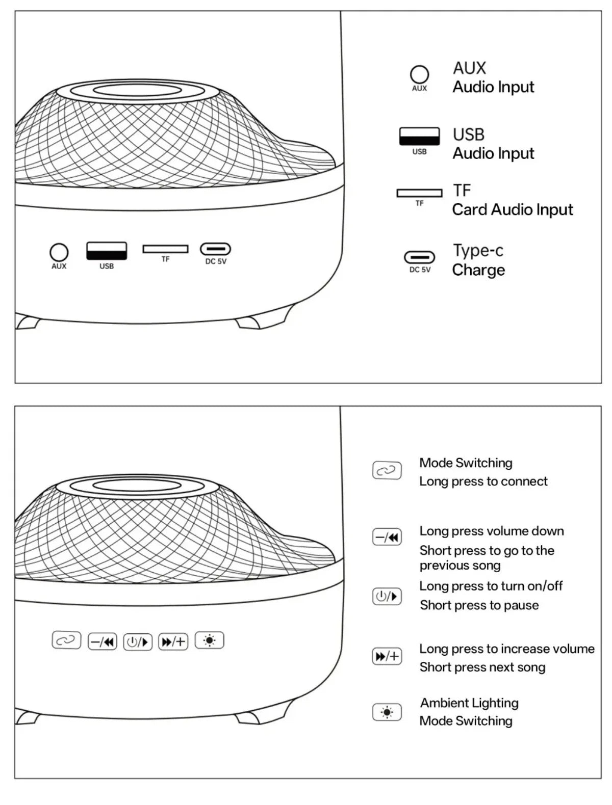 Glaze 5 Subwoofer Bluetooth 5.3 Audio Breathing Lamp Speakers Hi-Fi Acoustic Wireless Soundbar Portable Speaker for Home Theater