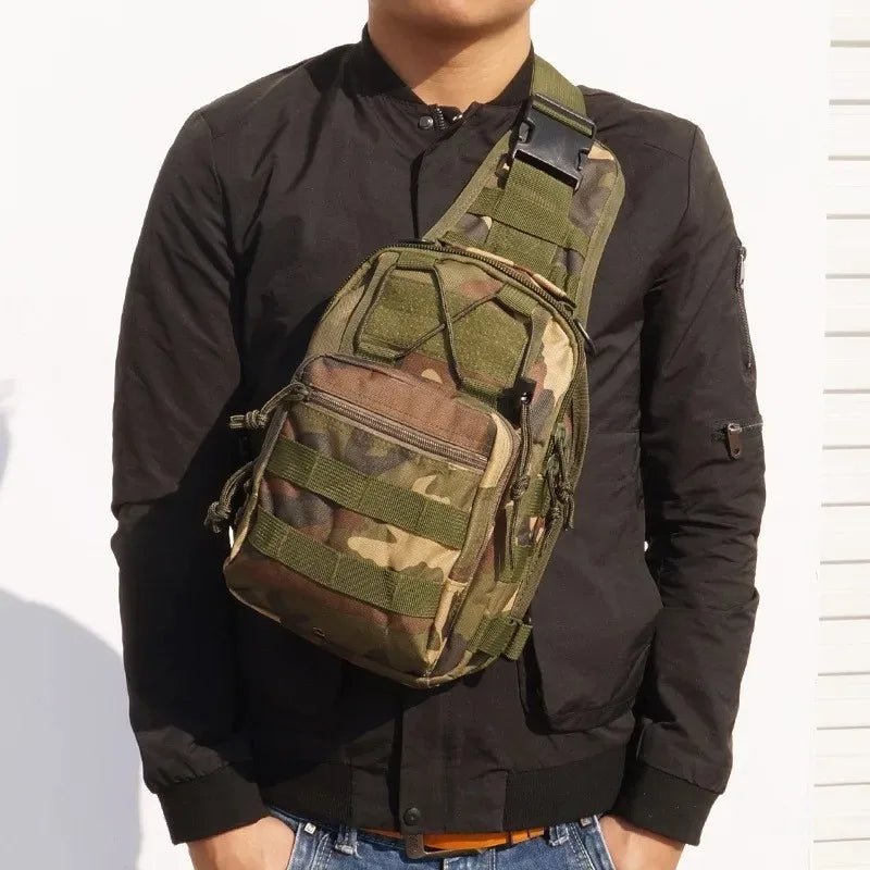 Men's outdoor Chest bag Camouflage Shoulder Bag Sling Backpack 900D Oxford Mountaineering Camping Fishing Trekking