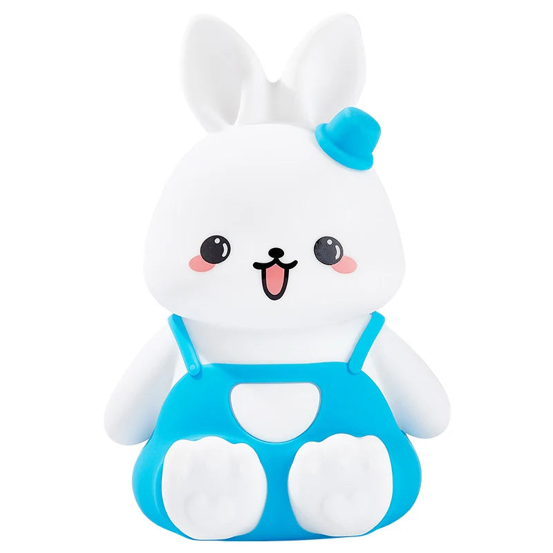 Cute Kids Night Lights 5 Colour Changing LED Silicone Rabbit Lamp with Battery, for Nursery Children Baby Camping Home Decor