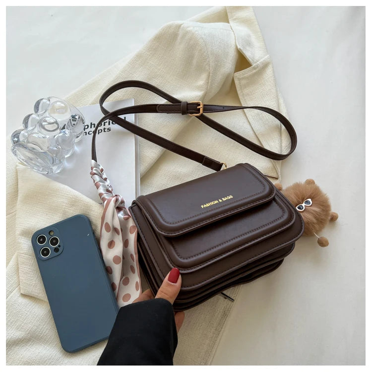 Leather Shoulder Bag Purse for Women - Fashion Crossbody Bags Underarm Bag Small Square Satchel Handbag