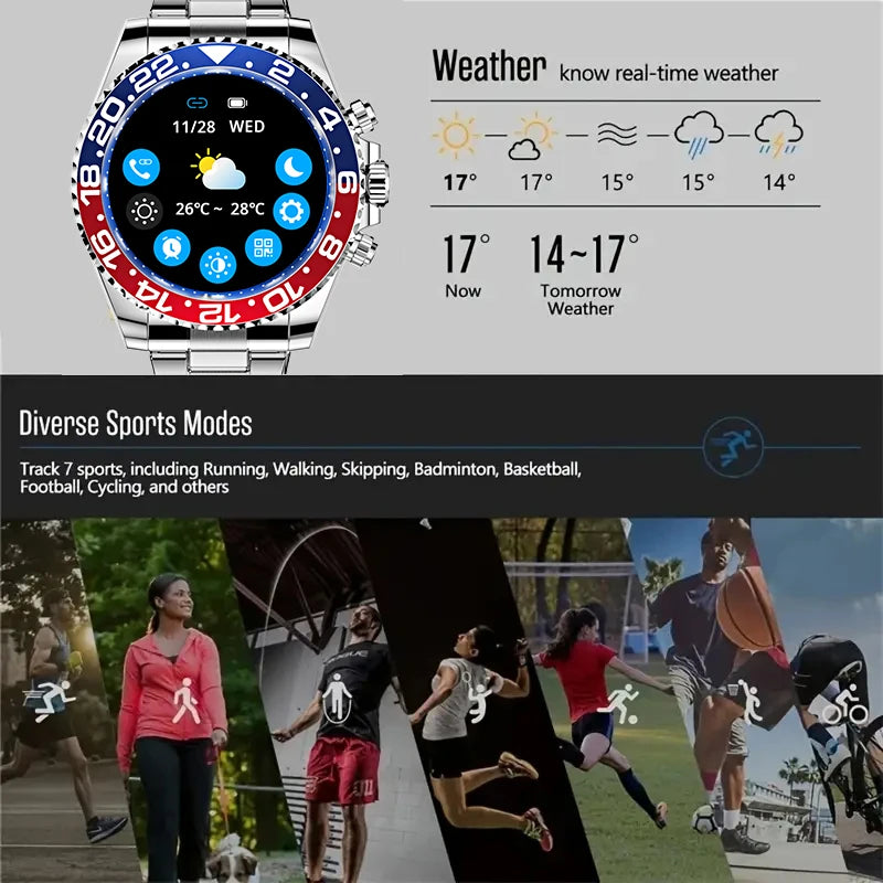 Smart Watch Man Smartwatch AW12 high-end luxury 2024 Android IOS Korean Support Steel Connected Replica Miltary pk gts4 global