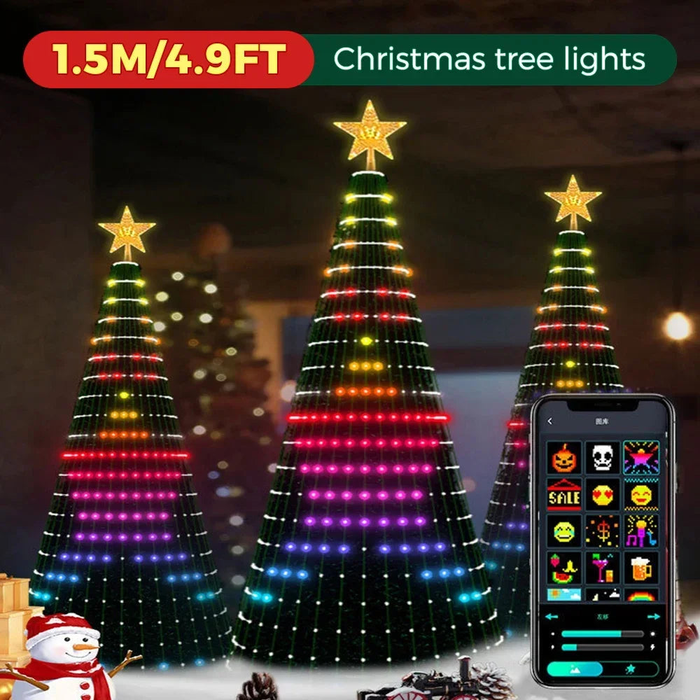 Christmas Tree Star Lights Smart RGB Christmas Light with Remote Timer Music Sync Bluetooth App Controlled Holiday Lighting