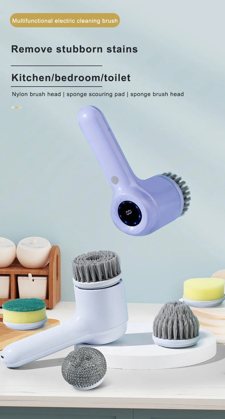 Multi-functional Electric Cleaning Brush for Kitchen and Bathroom - Wireless Handheld Power Scrubber for Dishes, and Pans