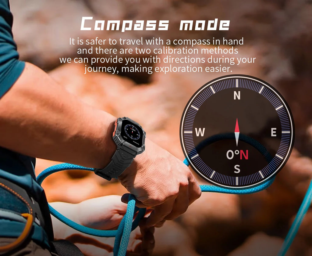 GEJIAN GPS Military Smart Watch Men For Android IOS Ftiness Watches Ip68 Waterproof 2.0'AI Voice Bluetooth Call Smart Watch