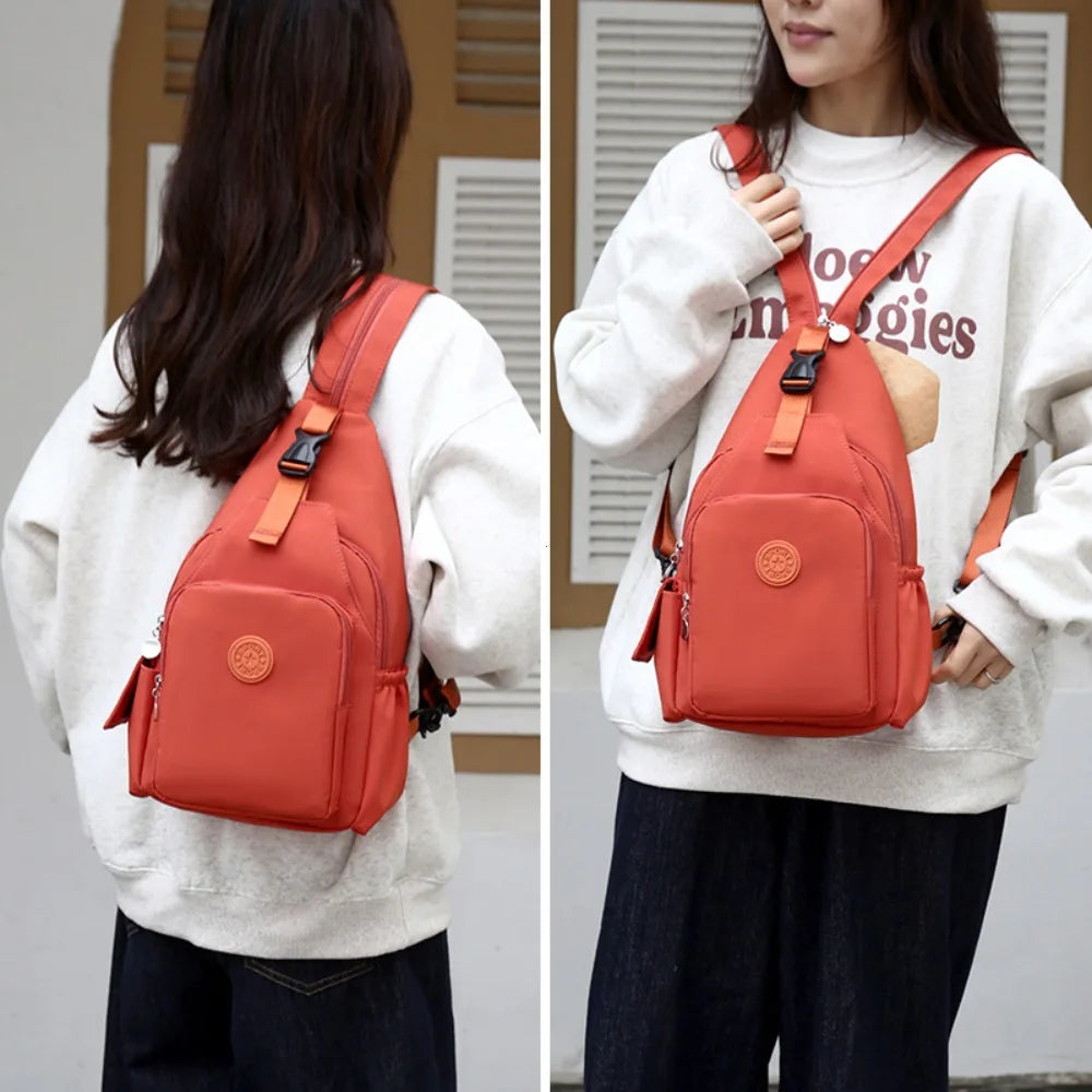 Korean Version of Nylon Fabric Fashion Trend Simple Casual Women Chest Bag with Large Capacity Multi-Functional Backpack 핸드백