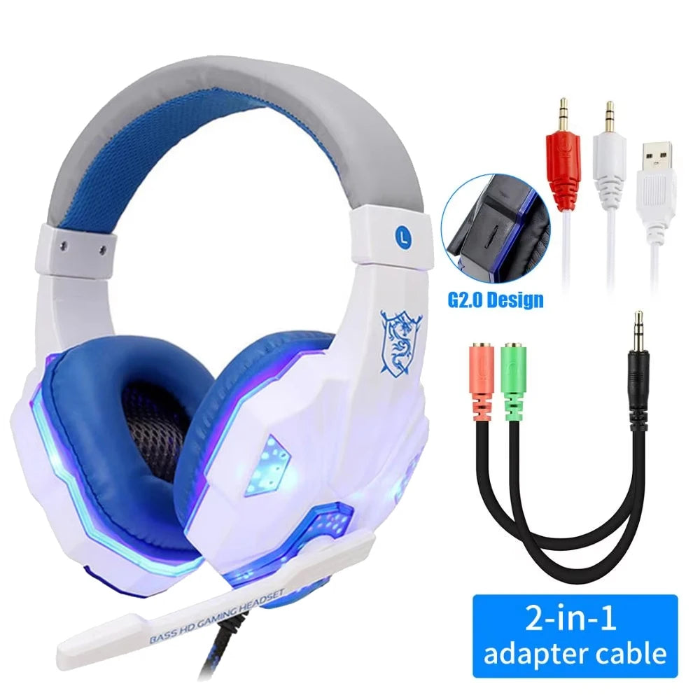 New Professional Wired Gaming Headphones With Microphone Led Light For Computer PS4 PS5 Xbox Bass Stereo PC Gaming Headset Gifts