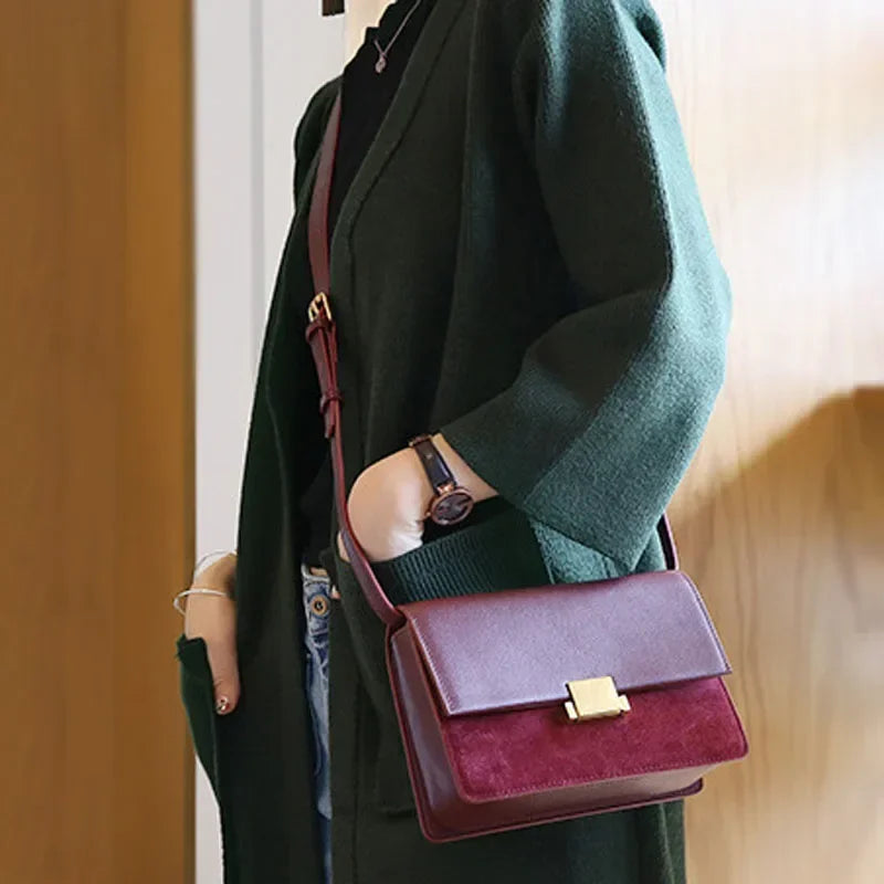 Women Messenger Bags High Quality Solid Color Patchwork Flap Handbags