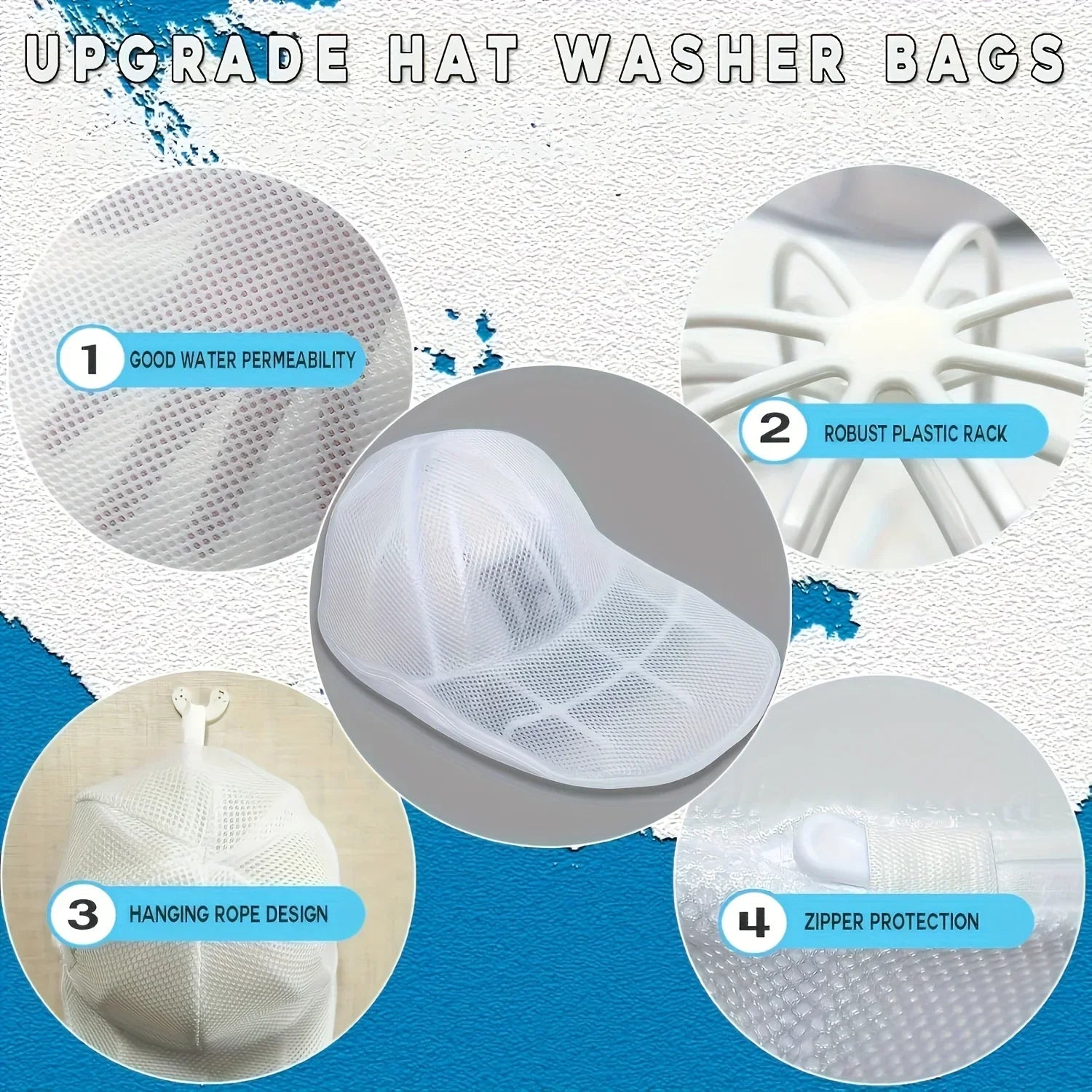Washer Safe Hat Cleaner Cage and Mesh Laundry Bag,Baseball Cap Shape Protector for Washing Machine and Drying Laundry Organizer