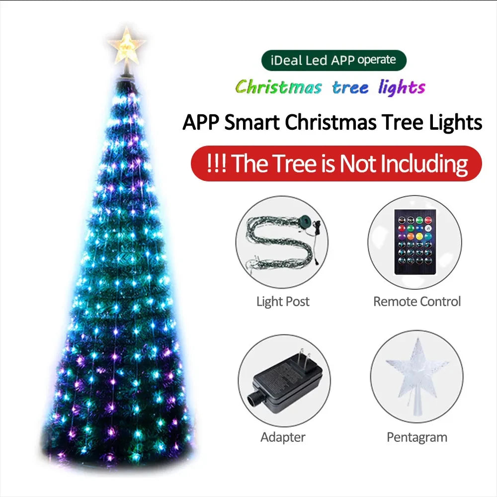 1.8/2.1m Smart APP Christmas Tree Star Lights RGB LED Fairy String Light DIY Picture Xmas Decoration Lighting for Home Holiday