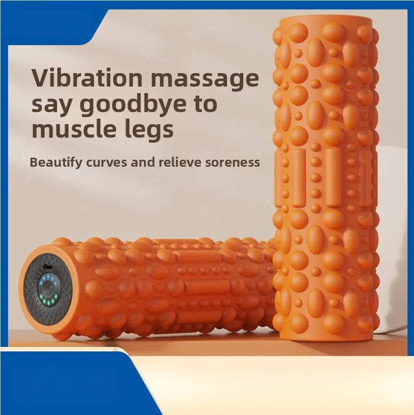 Electric Vibrating Foam Roller - Rechargeable Full Body Muscle Massager with Timer for Yoga Fitness Pain Relief Portable Massage