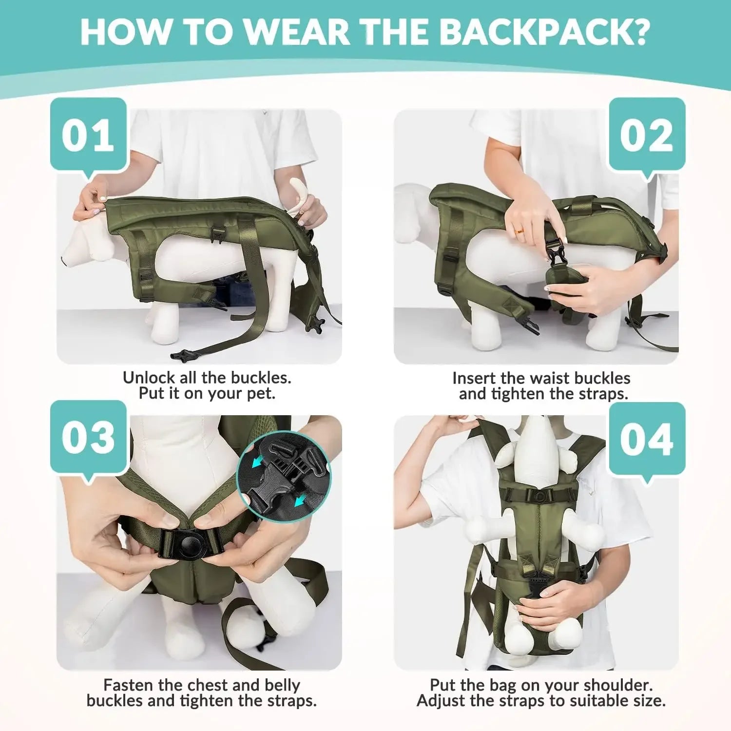 TAILUP Pet Carrier Backpack for Dogs Cat Thickened Sponge Pet Front Dog Carrier Backpacks Portable Puppy Transportation Dog Bag