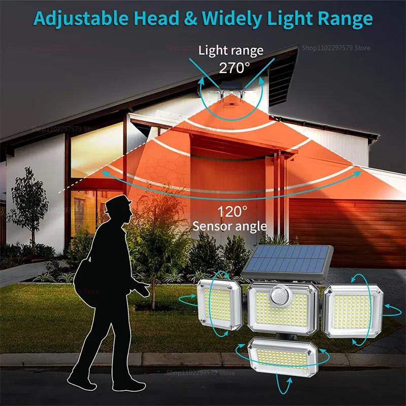 122/333 Led Outdoor Solar Lights Motion Sensor Powerful Led Lamp Spotlight Sunlight Energy Waterproof For Exterior Garden