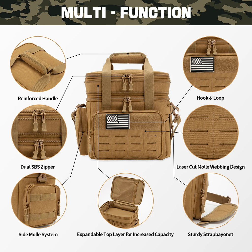 Tactical Lunch Box Expandable 18L Insulated Cooler Bag Leak Proof Lunch Bag for Work Camping Outdoor Picnic MOLLE Weave Strap