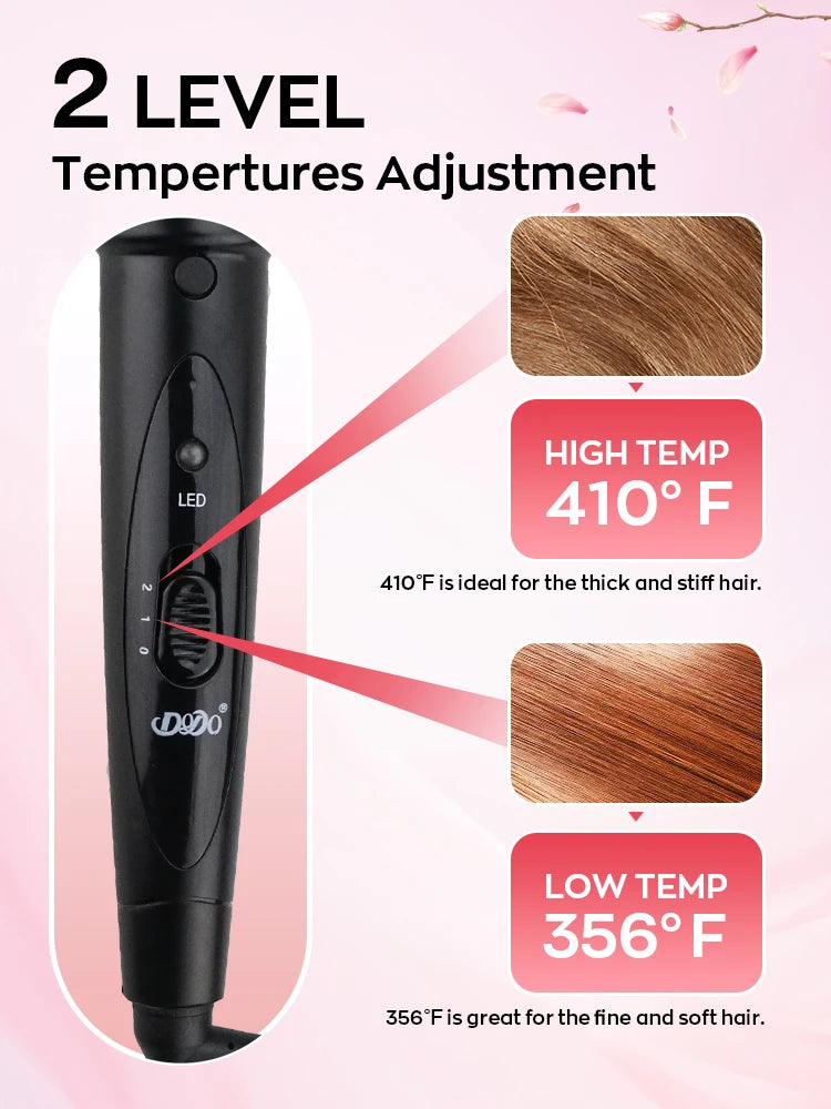 Interchangeable Curling Wand Set with Adjustable Temperature & PTC Heater Professional Hair Curling Iron for Salon Home Travel