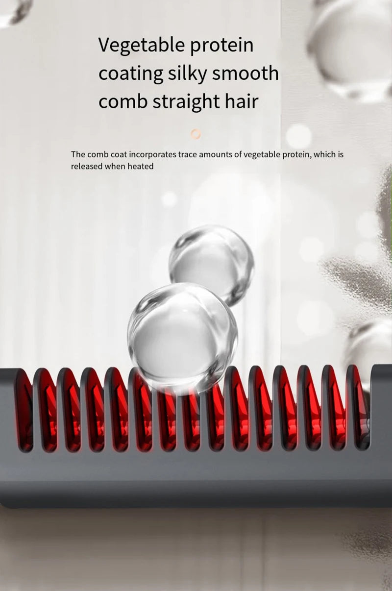 Portable Wireless Electric Hair Brush Heating Hair Straightener  2 IN 1 Home Travel Womem Anti-scalding Hair Straight Curly Comb