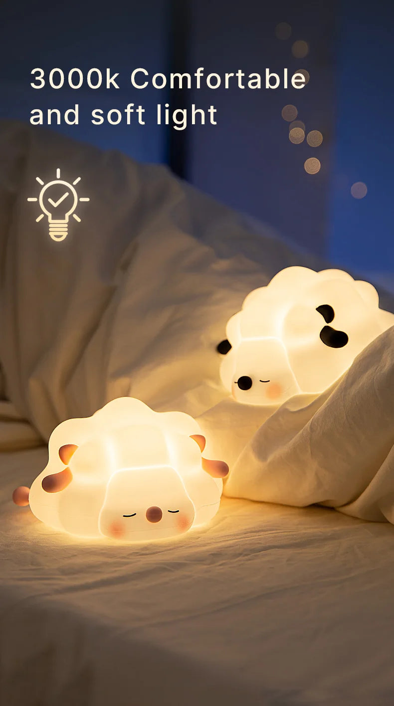 Animal Shaped Night light LED cute panda rabbit light USB charging timed bedside decoration Children's eye protection