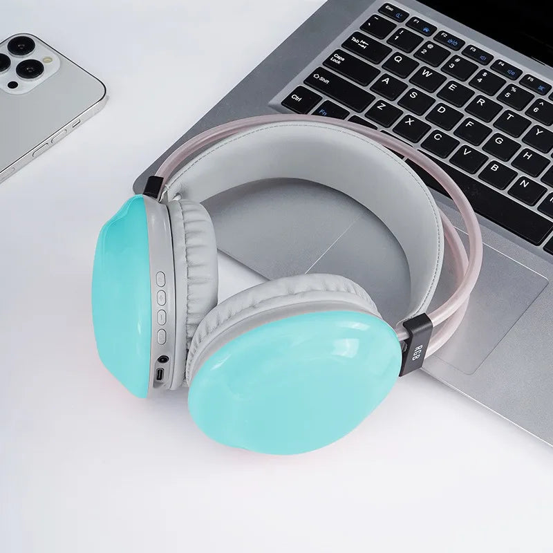 Gamer Wireless Bluetooth Headphones RGB Flowing Colorful Lamp Head Earphone Hifi Stereo Noise Reduction Gaming Headsets With Mic