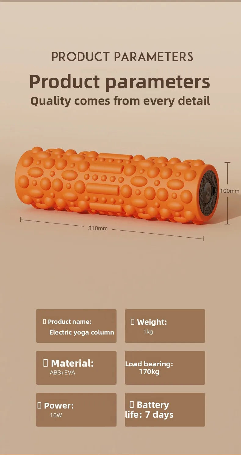 Electric Vibrating Foam Roller - Rechargeable Full Body Muscle Massager with Timer for Yoga Fitness Pain Relief Portable Massage