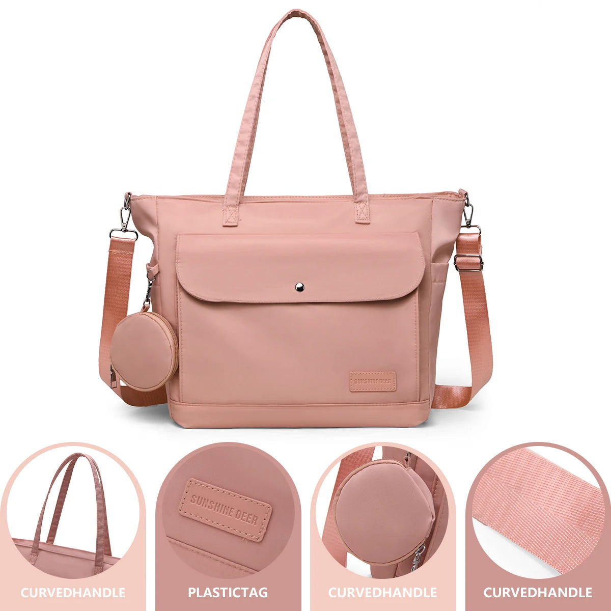 Tote Bag 2025 New Large-Capacity Crossbody Bag Lightweight Cloth Bag Middle-Aged Mother Bag Multi-Layer Shoulder Bag Travel Backpack Women's Coin Purse