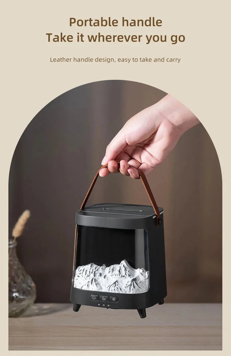 D631 Aurora Flame Humidifier Essential Oil Diffuser 200ml LED Light Remote Control Timing Spray USB-C