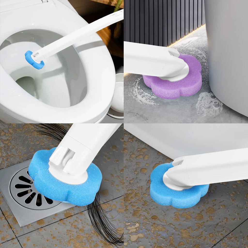 New Toilet Brush Disposable Replacement Head Cleaning Kit With Lengthened Handle Auto Lid Opening Toilet Bowl Cleaner Pad Kit