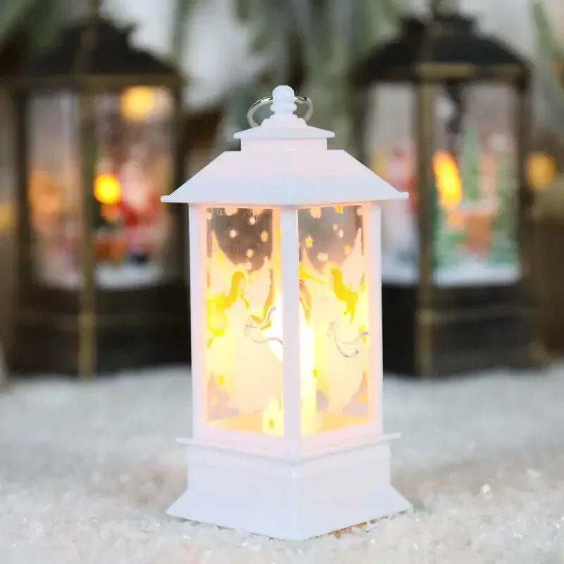 LED Night Lights Vintage Portable Oil Lamp Battery Powered Home Hanging Lanterns Child New Year Gift Christmas Party Decoration