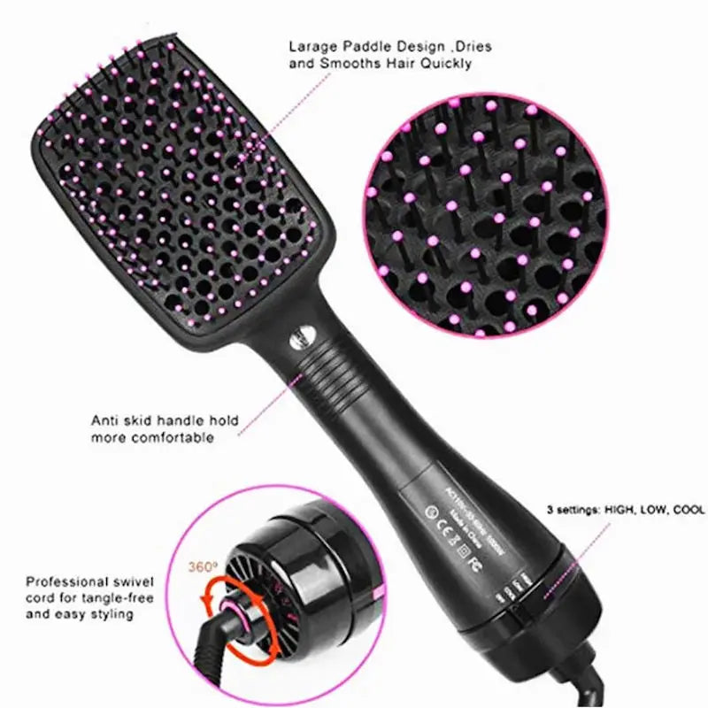 Hair Dryer Hot Air Brush Styler and Volumizer Hair Straightener Curler Comb Roller One Step Electric Ion Blow Dryer Brush