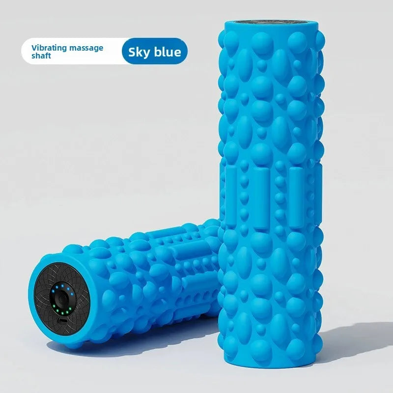Electric Vibrating Foam Roller - Rechargeable Full Body Muscle Massager with Timer for Yoga Fitness Pain Relief Portable Massage