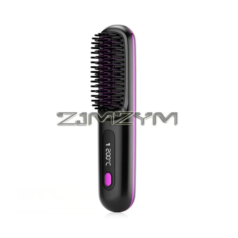 20Seconds Quick Heat Hair Straighter Liquid Crystal Cordless Straight Comb Anti-Scald Styling Brush Negative Ion Curly Hair Tool