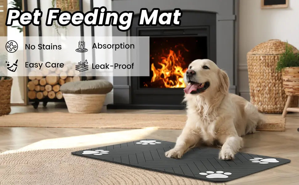 Pet Feeding Mat-Absorbent Pet Placemat for Food