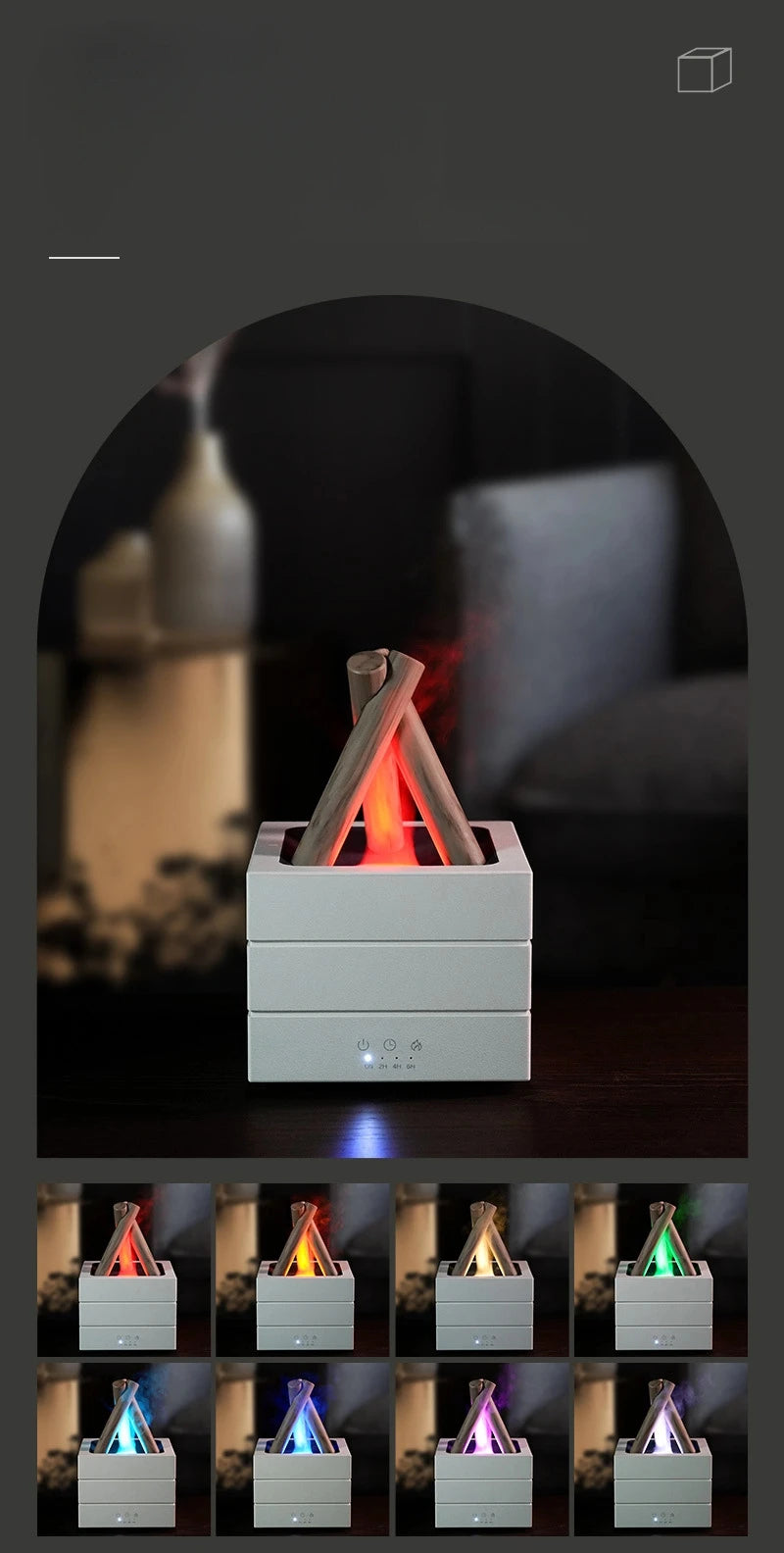 280ml Flame Aroma Diffuser USB Air Humidifier Colorful Atmosphere Light and Remote Control Bonfire Essential Oil Aroma Diffuser