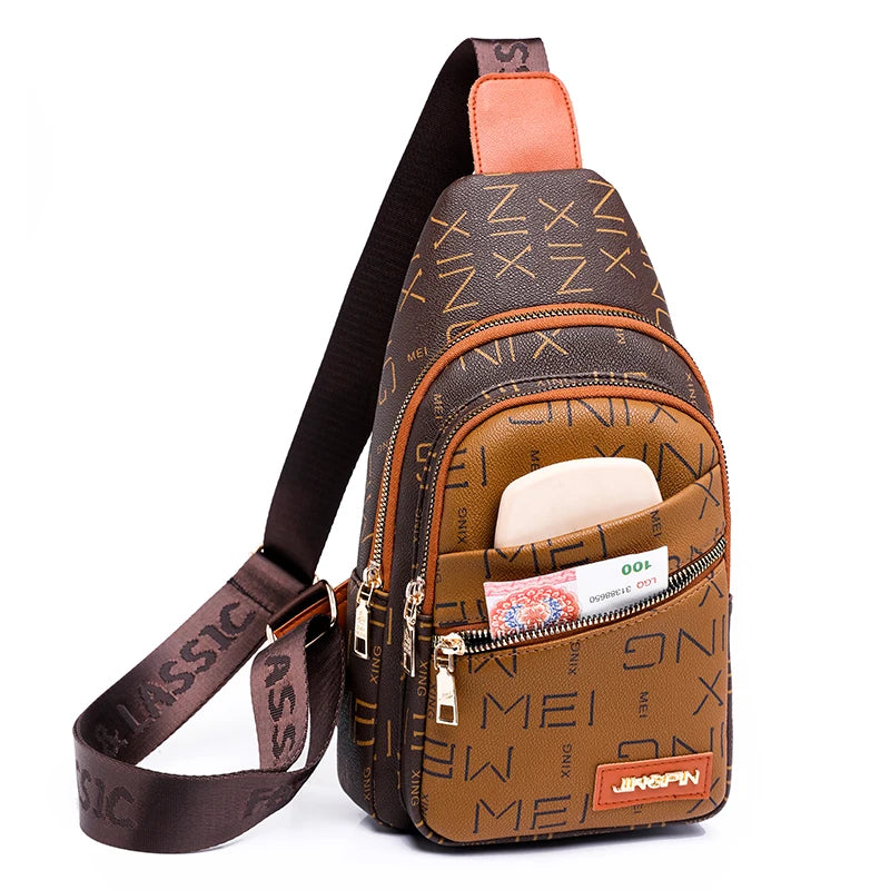Women Bag new fashion Chest Bags for Women Ladies Sling Pack Chest Pack PU Leather Crossbody Bag Short Trip Shoulder Bags Luxury