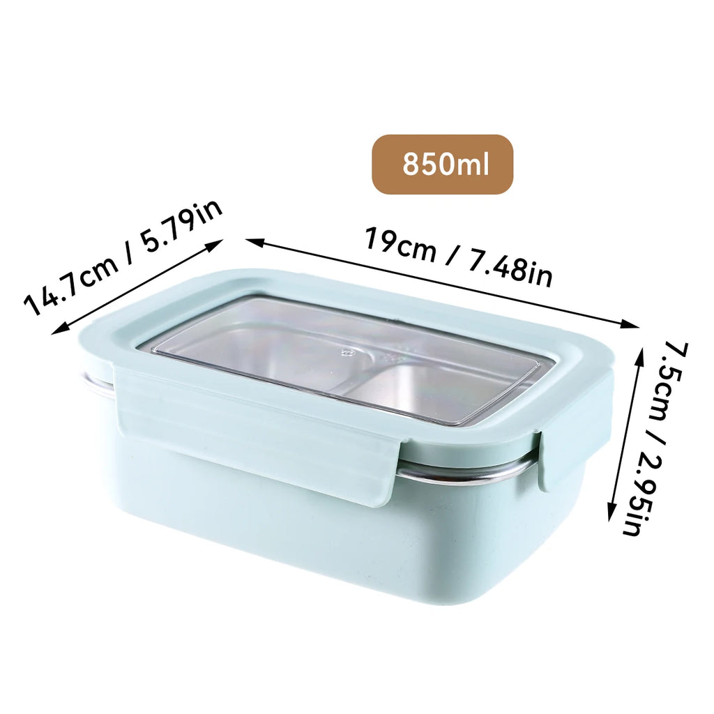 Microwave 304 Stainless Steel Compartment Lunch Box Stackable Leak-proof Student Bento Box Food Container For Cold And Hot Food