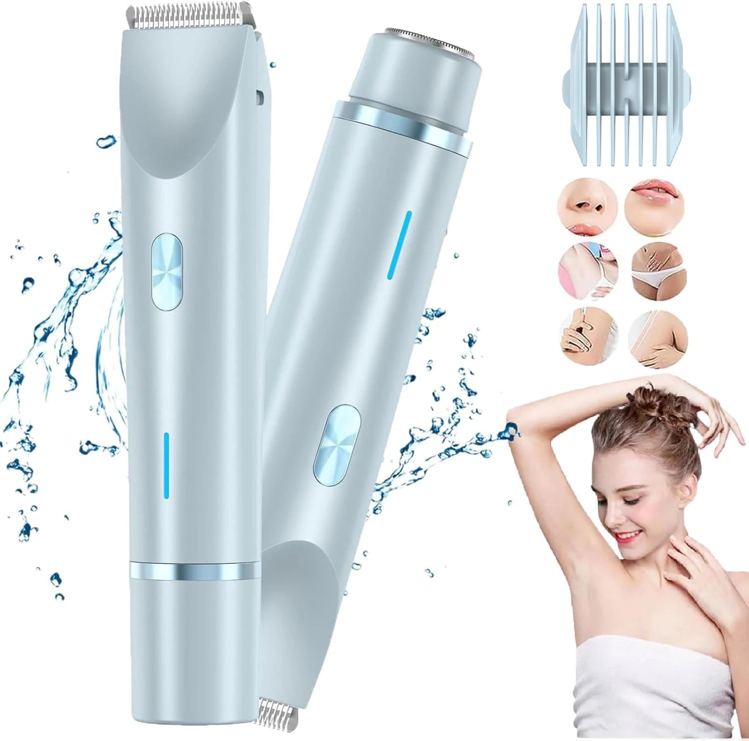 2-in-1 dual head women's electric shaver, women's electric hair clipper, women's electric trimmer, ideal New Year gift