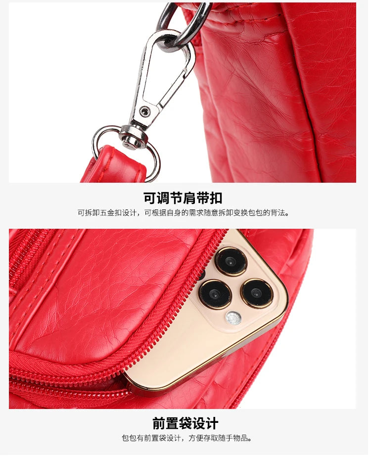 Mobile Phone Bag for Women 2024 New Fashion Soft Leather Diagonal Straddle Small Bag Multi layered Mini Zero Wallet Versatile Li