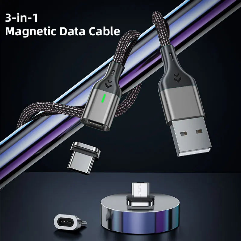 AUFU Magnetic Charge Cable 3A Fast Charging USB Type C Cable Magnet Micro USB Data Charging Wire Mobile Phone for iPhone Xiaomi