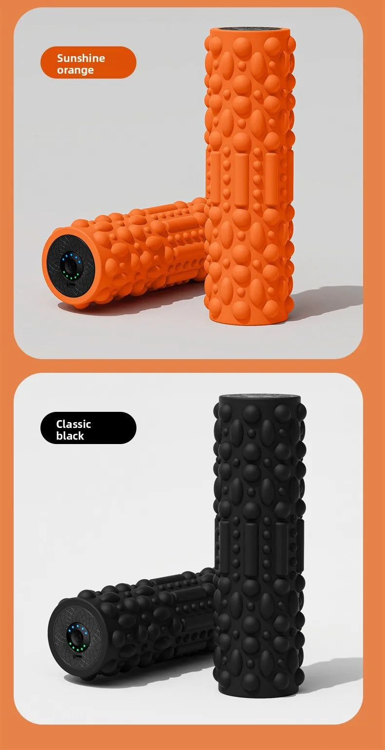 Electric Vibrating Foam Roller - Rechargeable Full Body Muscle Massager with Timer for Yoga Fitness Pain Relief Portable Massage
