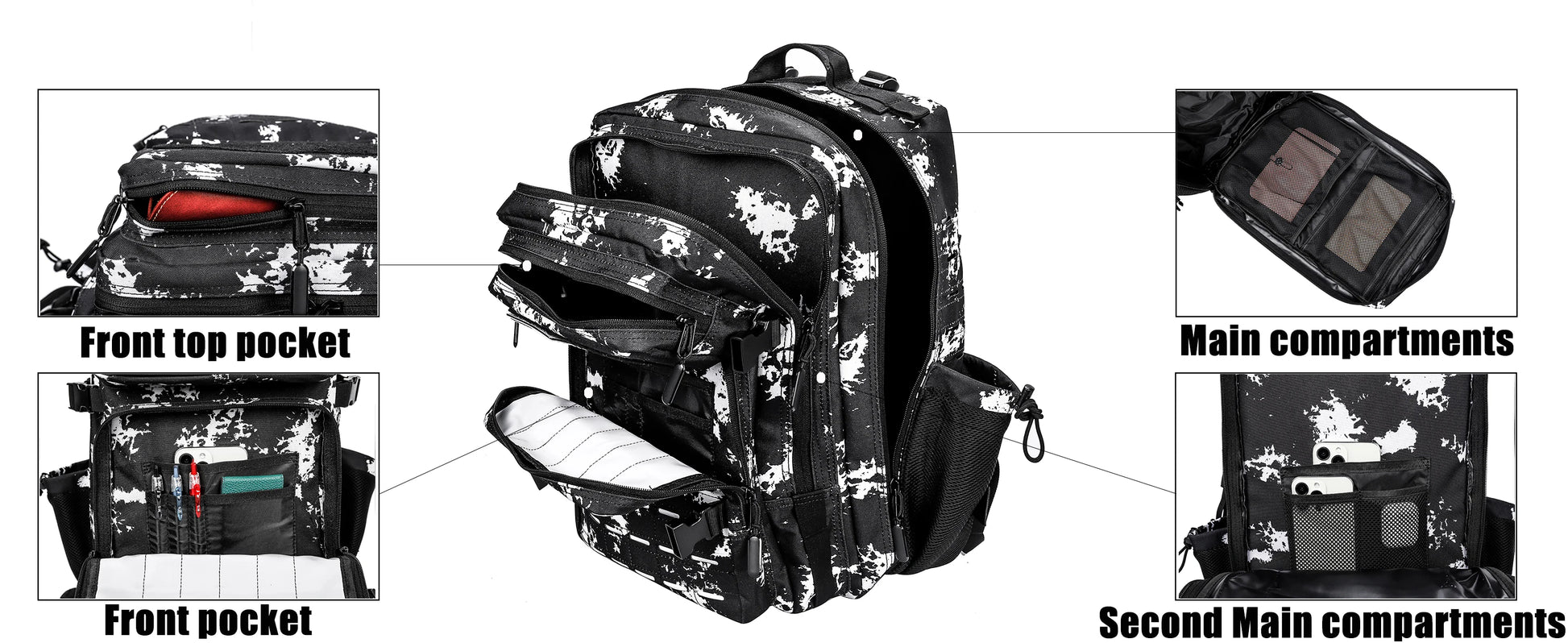 LHI 25L/35L/45L Gym Backapck Tactical Athlete Sports Fitness Bag Exercise Workout Weekend Travel Daypack with Bottle Holder