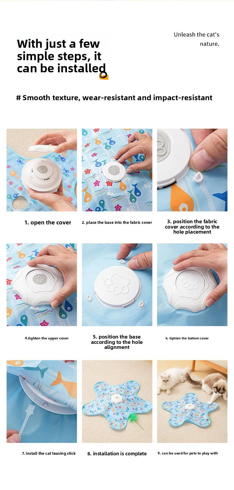 Cat Toys Interactive Hide and Seek Cat Toy with Mouse Squeaky Motion Activated Moving Concealed Feathers Kitten Teaser Toy