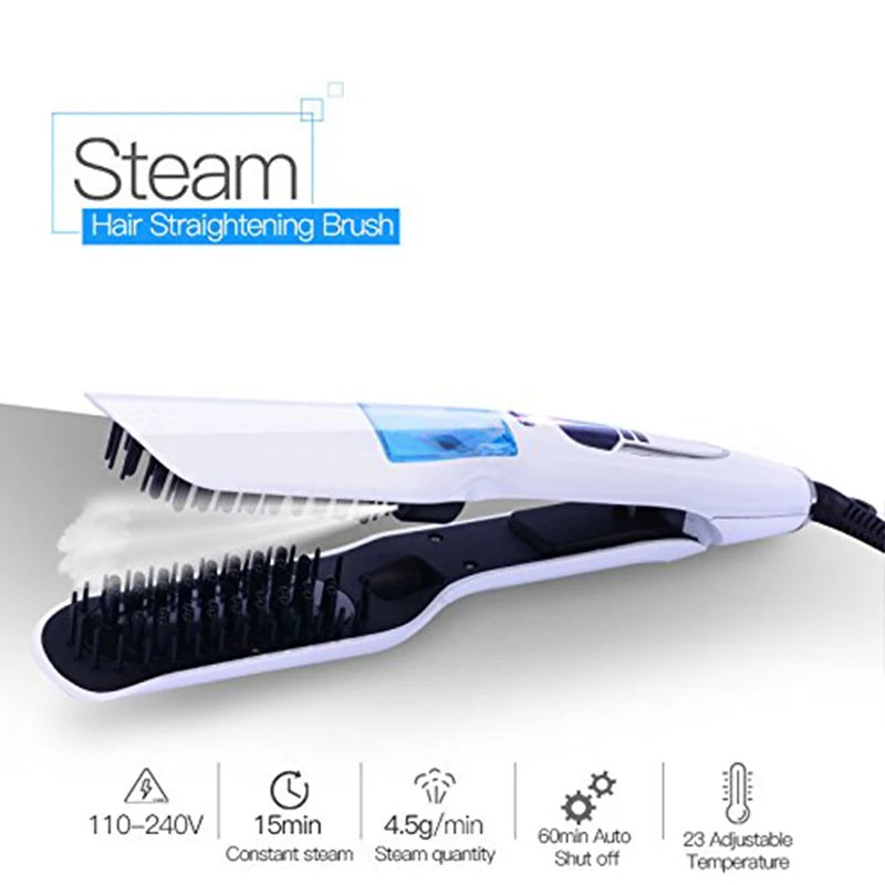 Professional Hair Straightener Brush Heating Hot Hair Combs Dual Voltage Titanium Curling Iron Steam Flat Iron
