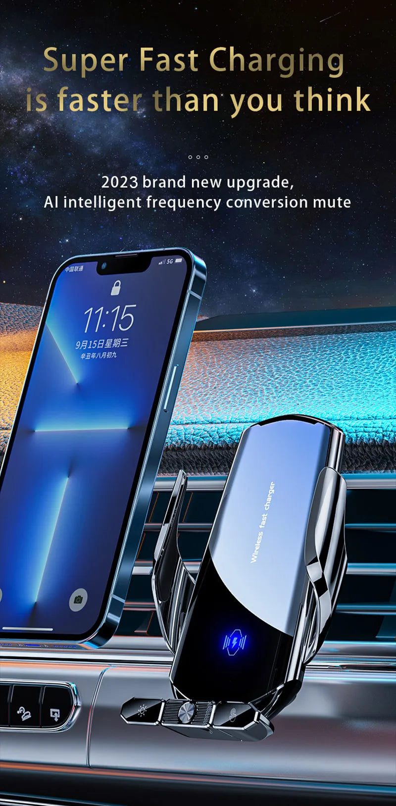 Car Magnetic Cell Phone Holder wireless charger Mobile Phone Stand in Car GPS Support 360° Rotatable Mount For iPhone 14 Xiaomi