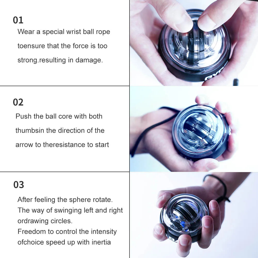 Wrist Ball Auto-Start Power Trainer Ball Wrist Strengthener Gyroscope Forearm Fitness Exerciser Power Gyro Ball Hand Trainer